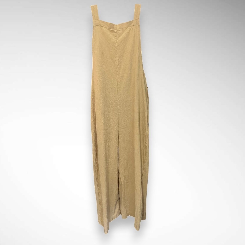 Women's Khaki Wide-Leg Relaxed Fit Jumpsuit Overalls With Adjustable Straps NWOT - Picture 3 of 8